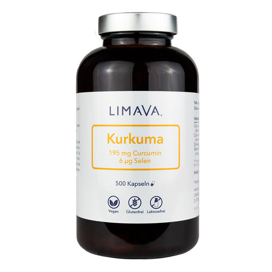 Kurkuma Kapseln mit 195mg Curcumin + Selen (500 Kapseln)