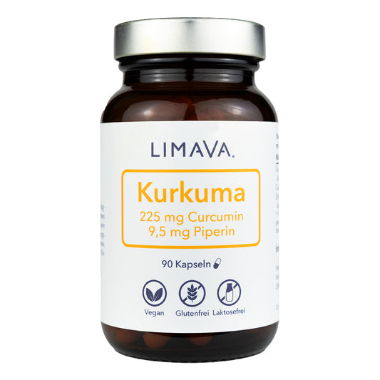 Kurkuma Kapseln mit 225mg Curcumin + Piperin (90 Kapseln)